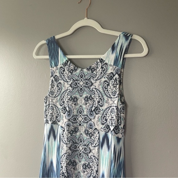 [xs] Tommy Bahama Floral White, Blue, and Teal Tropical Print Midi Sun Dress - Picture 3 of 8